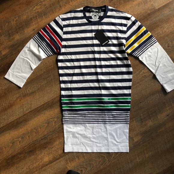 New Dsquared2 Striped Long Sleeved Dress - Picture 1 of 5